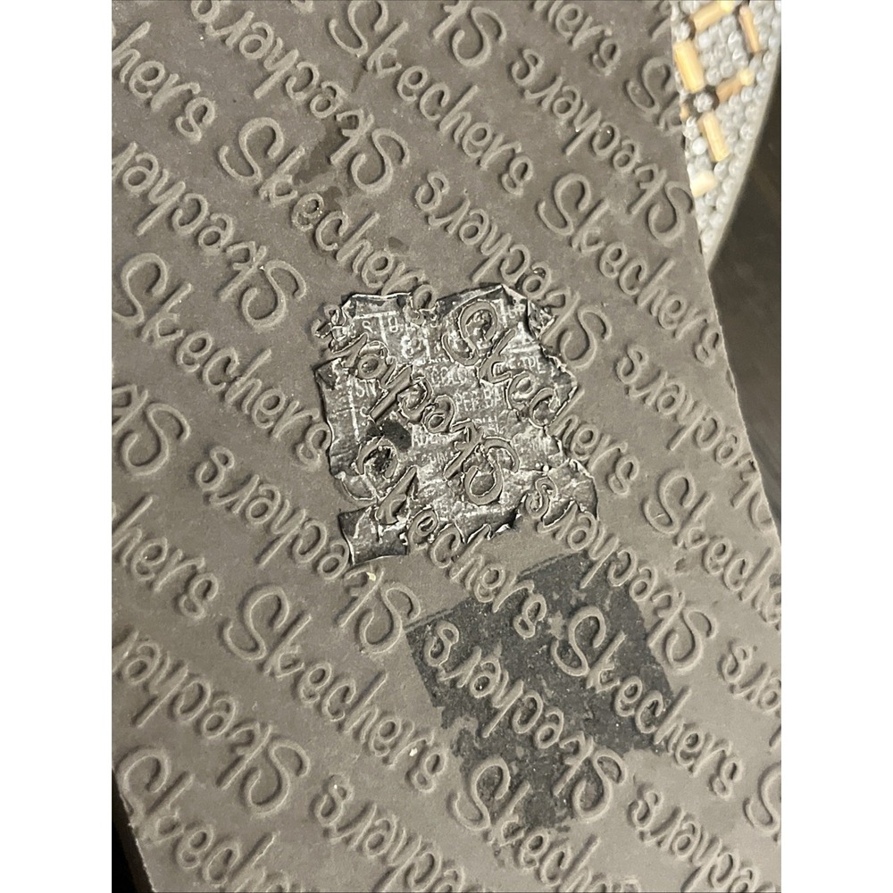 Skechers Flip Flops Womens 8 Taupe Yoga Foam Rhinestone Bling Platform Sandals - Picture 6 of 7